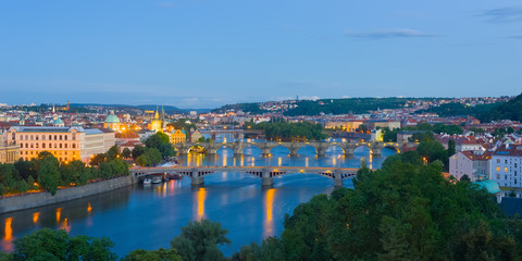 Fototapeta premium Panorama of Prague at night