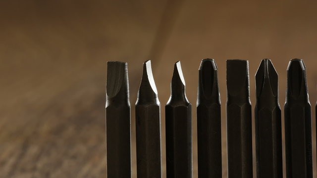 Close up  footage of drill pits standing in a row