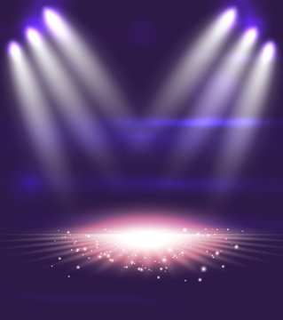 Abstract light background with spotlight and glow sparks