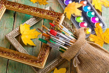 Fototapeta premium Paints and brushes 