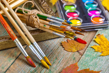Fototapeta premium Paints and brushes 