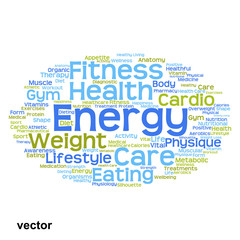 Vector concept or conceptual abstract health diet or sport word cloud or wordcloud isolated on white background