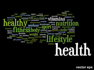Vector conceptual health word cloud