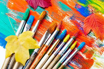 Fototapeta premium Paints and brushes 