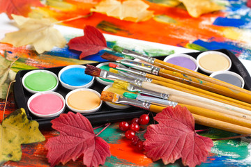 Obraz premium Paints and brushes 