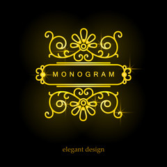 Stylish elegant monogram, mono line art design logo