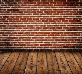 bricks wall with wooden floor