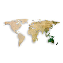 World map with shadow, textured design vector illustration