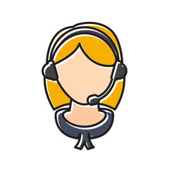 Flat design of a girl with headset .Vector illustration