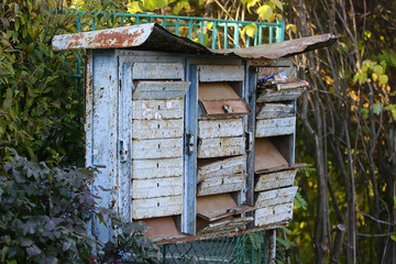 Old rusty blue metal postboxes
