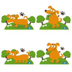 Set of happy cartoon dogs. Vector illustration