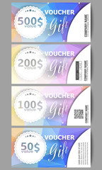 Set of modern gift voucher templates. Colorful design, abstract vector background