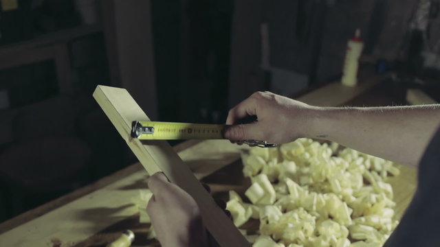 joiner takes a jack-plane for further work slow motion