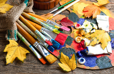 Obraz premium Paints and brushes 