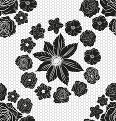 Hand drawn floral doodle background, abstract vector seamless pattern