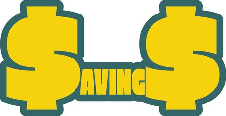 Savings word outline with s letter as dollar