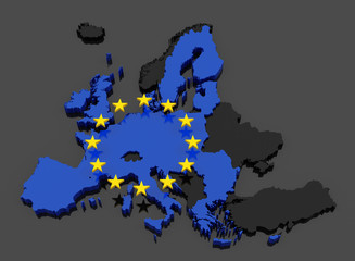 European Union Map with Flag