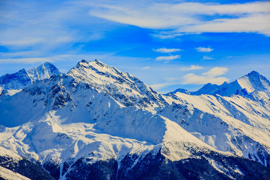 Winter landscape in Swiss Alps
