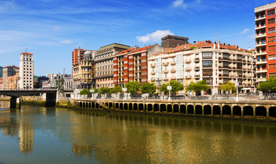 Embankment of  Ibaizabal river. Bilbao, Spain