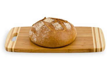 Bread on board  on white background - isolated