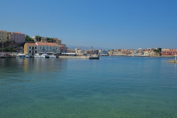 Fototapeta na wymiar View of the Venetian port of Chania