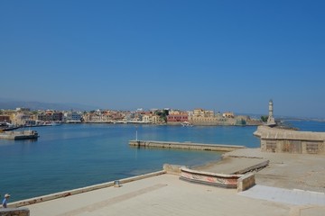 View of the Venetian port of Chania