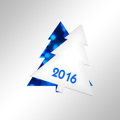 2016, paper christmas tree square greeting card