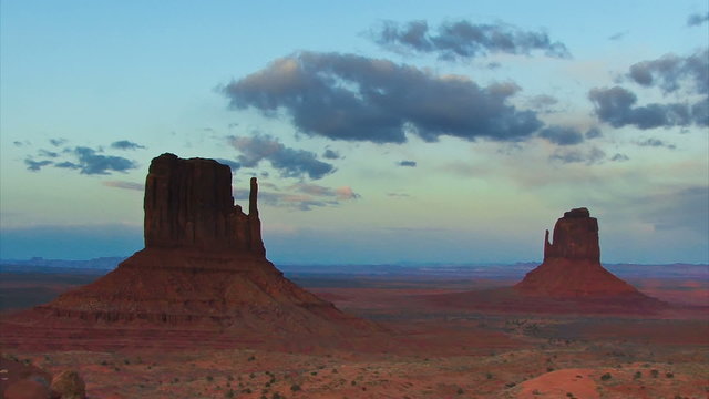 Time Lapse 2052: Time lapse clouds travel over Monument Valley National Monument in Utah.