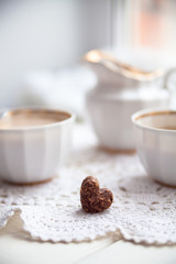 Cookies heart, bright cups and milk jug, valentines day, love, l