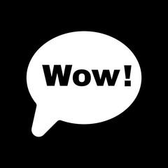 The speech bubble with the word wow icon. Internet and chat, online symbol. Flat