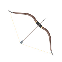 flat style colored medieval bow arrow icon illustration.