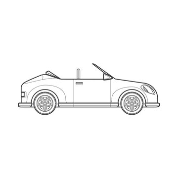 outline cabriolet roadster car body style illustration icon.