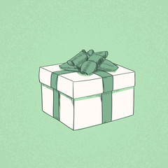 Red Gift Box Present Sketch Retro Vector