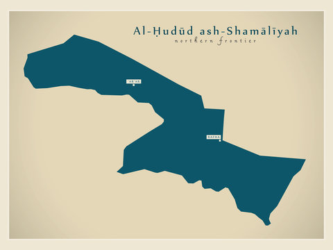 Modern Map - Al-Hudud ash-Shamaliyah SA