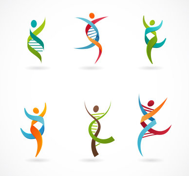DNA, genetic symbol - people, man and woman icon