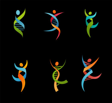 DNA, genetic symbol - people, man and woman icon