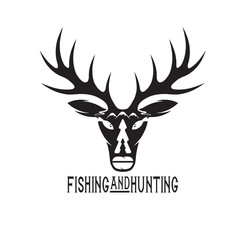 vintage hunting and fishing vector design template
