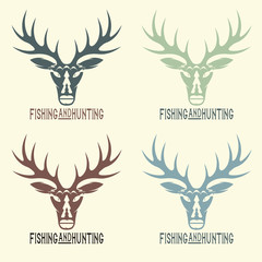 vintage hunting and fishing vector design template
