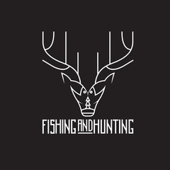 vintage hunting and fishing vector design template