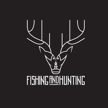 vintage hunting and fishing vector design template © UVAconcept