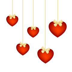 red hearts hanging