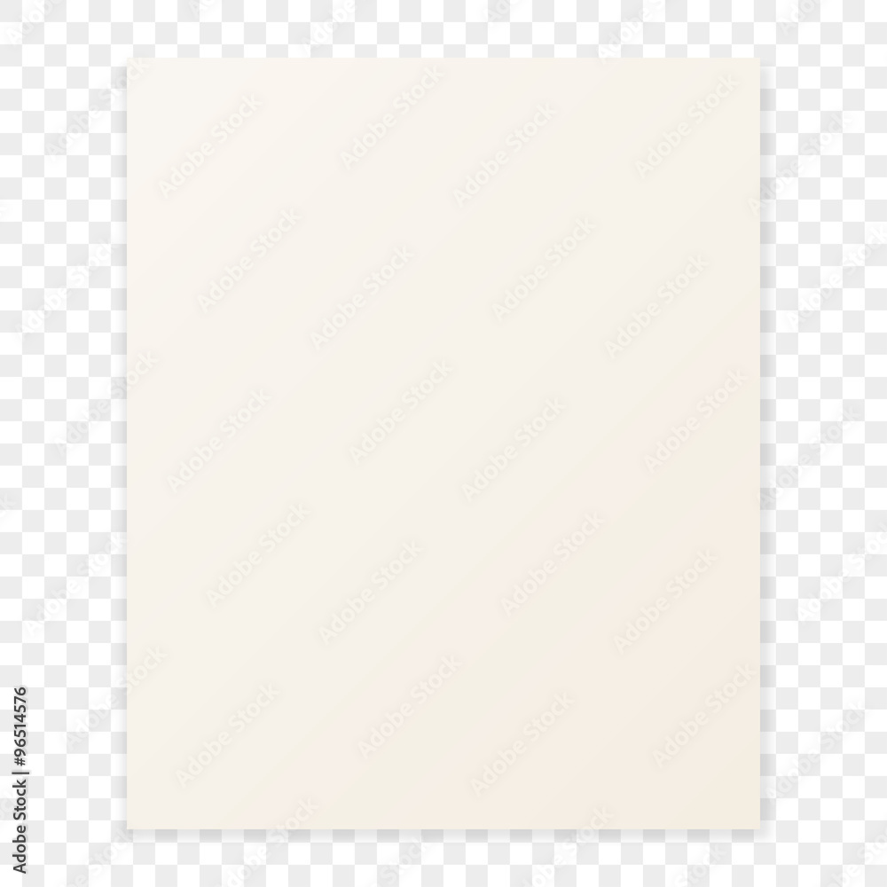 Wall mural sheet of paper with the shadow on a checkerboard background