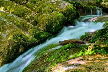 Naklejka na ściany i meble The beautiful waterfall in forest, spring, long exposure