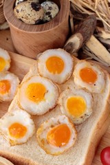 Quail eggs and fried quail eggs of delicious.