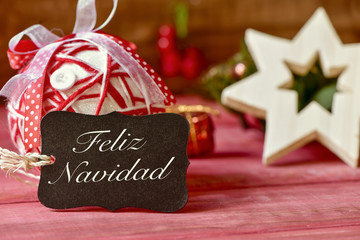 text feliz navidad, merry christmas in spanish