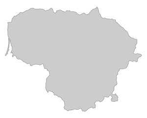 Karte von Litauen - Grau (einzeln)