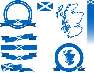 Scotland Banner Set
Set of vector graphic ribbons and banners representing Scotland.
