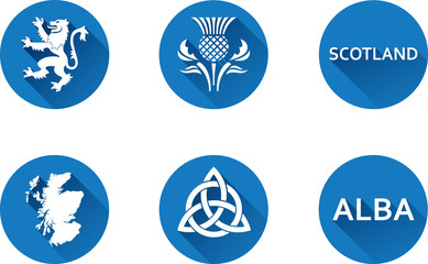 Scotland Flat Icon Set
Set of vector graphic flat icons representing symbols and landmarks of Scotland.