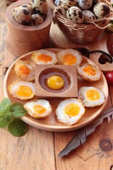 Quail eggs and fried quail eggs of delicious.