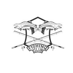fishing club crest with salmon
